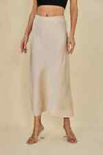 Damen Satin Rock Frauen Midi