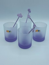 Joy Leonardo Gläser lila mit Rührstab Vintage sammeln 4 Stück