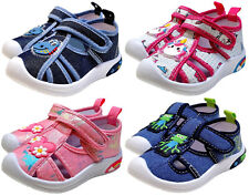 Kinder Stoff Schuhe Hausschuhe Klett Sneaker Stoffschuhe Kita Sandalen Gr. 22-27