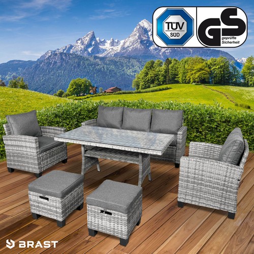 Brast poly rattan sitzgarnitur - rattan,