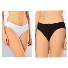 3-6-12 Pack Damen Bikinislips Unterhosen Weiß Schwarz Baumwolle Schlüpfer K-47