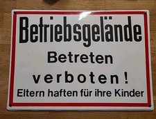 DDR Emaille Schild Betriebsgelände Betreten verboten! 42x29cm Emailleschild 