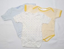3x Kurzarm Body 62 68 gestreift gemustert blau weiß gelb