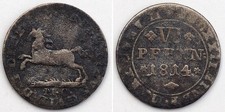 Braunschweig 6 Pfennig 1814 Billon Sachsenross