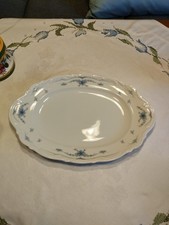 Porzellan Mitterteich Bavaria Weiß Blau Blumen Gemüse Platte Servierplatte 