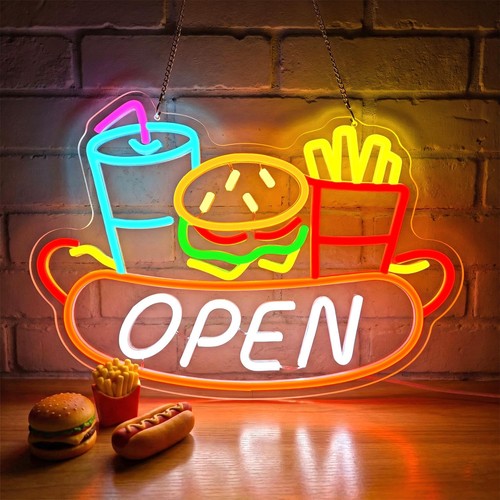 Open neon schild - open, food