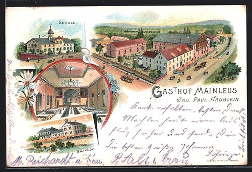 Lithographie mainleus gasthof - lithographie, mainleus,