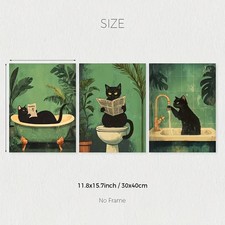 3er Leinwanddrucke  Katzen im Badezimmer Tierposter Frühliingsdeko