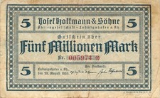 Ludwigshafen Josef Hoffmann u. Söhne A.G. 5 Millionen Mark 1923 schwerer gebr.