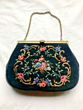 Gobelin Tasche 50er Jahre Handtasche  Vintage gebraucht mit Goldkettchen