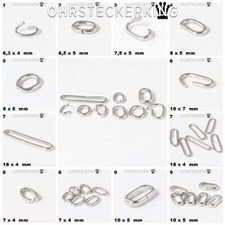 Ösen, Biegeringe oval Edelstahl  in 14 Größen zum Basteln für Schmuck Neu