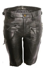 Leder-Shorts als knielange