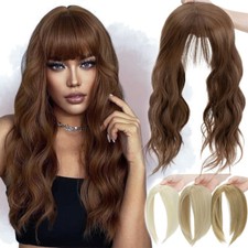 Damen Toupet Perücken mit Fransen Pony Clip in Haarteil Topper Hair Extensions