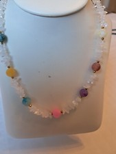 Halskette Achat, Bergkristall, 46 cm, Magnet,  Handarbeit, eigene Herstellung