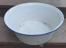 alte Emailschüssel Schüssel Email Wanne weiß rund 🎊 dicht PFLANZSCHALE Garten-