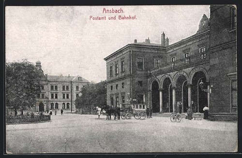 Ansichtskarte ansbach bahnhof - ansichtskarte, ansbach,