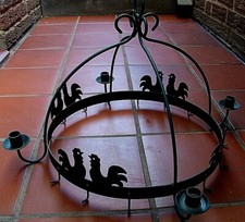 Hängelampe Metall Shabby Teelichter grün Hühner Vintage