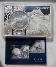 Krügerrand Springbock 2024,1 OZ Silber im 3 OZ Silverplating Barren