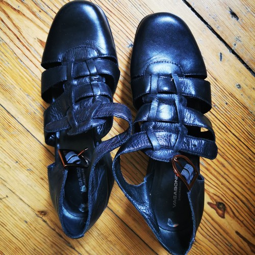 Damenlederhalbschuh schwarz - , gr