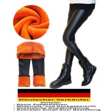 C24 Damen Thermo Leder Optik Leggings Hose Schwarz Gefüttert Warm Winter XS-XXL