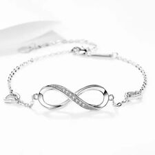 Frauen Infinity Armband echt 925 Silber Damen Armband Elegant Zirkon Herz 