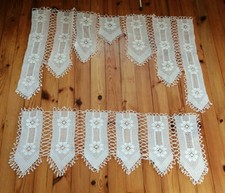 2 tlg Scheibengardine gehäkelt Handarbeit Blumen Baumwolle Landhaus Shabby Chic