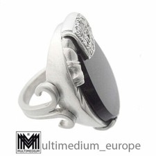 Prachtvoller großer Art Deco Silber Ring Onyx Diamanten silver diamonds