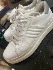 Prada Sneaker, Plateau , 38,5 Leder weiß / silber