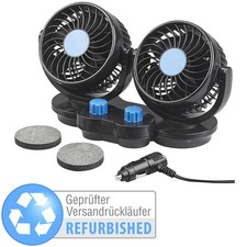 Lescars Kfz Lüfter: Kfz-Doppel-Ventilator für 12-V-Anschluss, Versandrückläufer