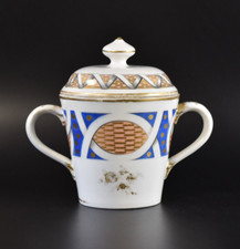 Antike Porzellan Tasse mit Deckel Schokoladentasse Suppentasse Bindenschild