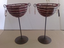 Teelichtständer-/ Halter / Windlicht Handarbeit 2x weinrot-schwarz-altrosa, 28cm