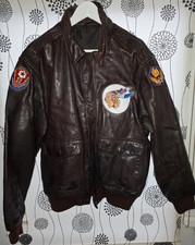 KLASSISCHE HERREN FLIEGER STIL USAAF JACKE, GEFLICKT & HANDBEMALT HINTEN, GRÖSSE LRG