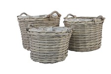 Pflanztopf Weide mit Henkel 3er - Set Weidenkorb Korb Pflanzkorb (KK17-651 S/3)