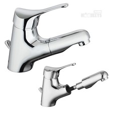 Wasserhahn mit herausziehbarer Handbrause Waschtischarmatur Chrom Bad & Küche