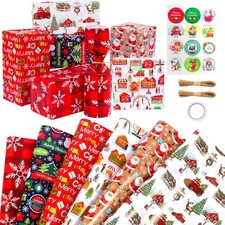 Weihnachtsgeschenkpapier Set Kraftpapier Geschenkverpackung Weihnachten 6 Bögen