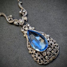 Jugendstil Art Deco Collier Kette min. 800 Silber Markasit alt antik c. 1920