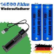 1x Lithium Ionen Akku 14500 3,7 V 800mAh Li ion 50x 14 mm TYP AA Flat Top