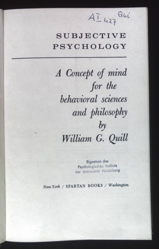Subjective psychology a - psychology:,