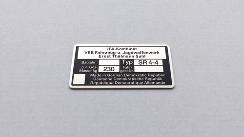 Typenschild simson sr4 - typenschild,
