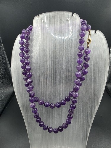 Amethyst kette 8mm 77cm silber - amethyst, 77cm,silber