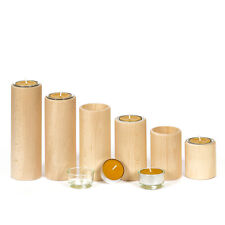 Runder Bütic Teelichthalter aus Hartholz mit Teelichtglas 