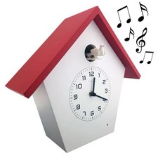 Kuckucksuhr Wanduhr Kinderuhr Kinderzimmeruhr Zwitschergeräusch Hochwertig Rot