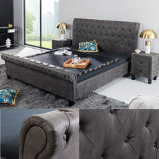Chesterfield Doppelbett KENSINGTON AUSWAHL dunkelgrau Kingsize Polsterbett