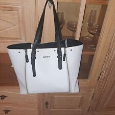 Damen Shopper Schultertasche Weiß-Schwarz Kunstleder  Liu Jo