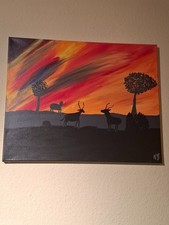 Acrylbild Tiere in nächtlicher Savanne