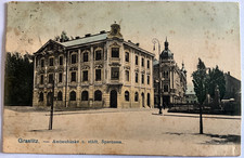 Kraslice Graslitz 1911  ? , Amtsschänke und städtische Sparcasse , Bank Kasse