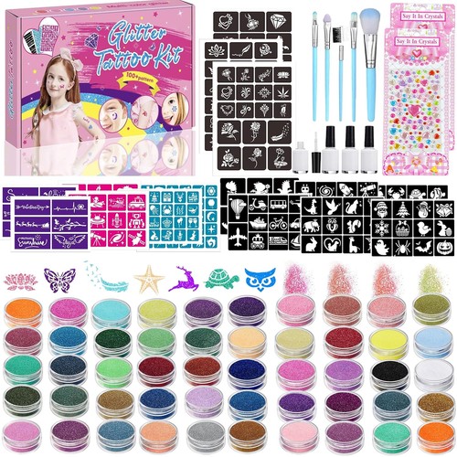 Glitzer tattoo set farben - tattoo,