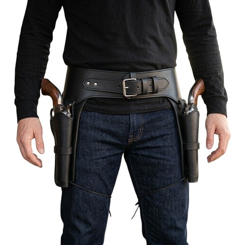 Leder doppel pistolenholster - leder,