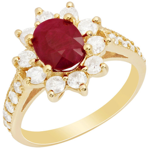 14k gelbgold ring mit - 14k, rubin