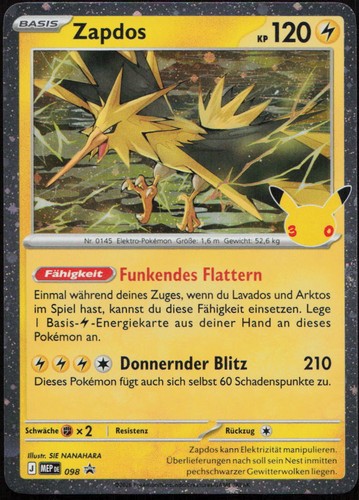 Zapdos 098 promo jahre - zapdos,